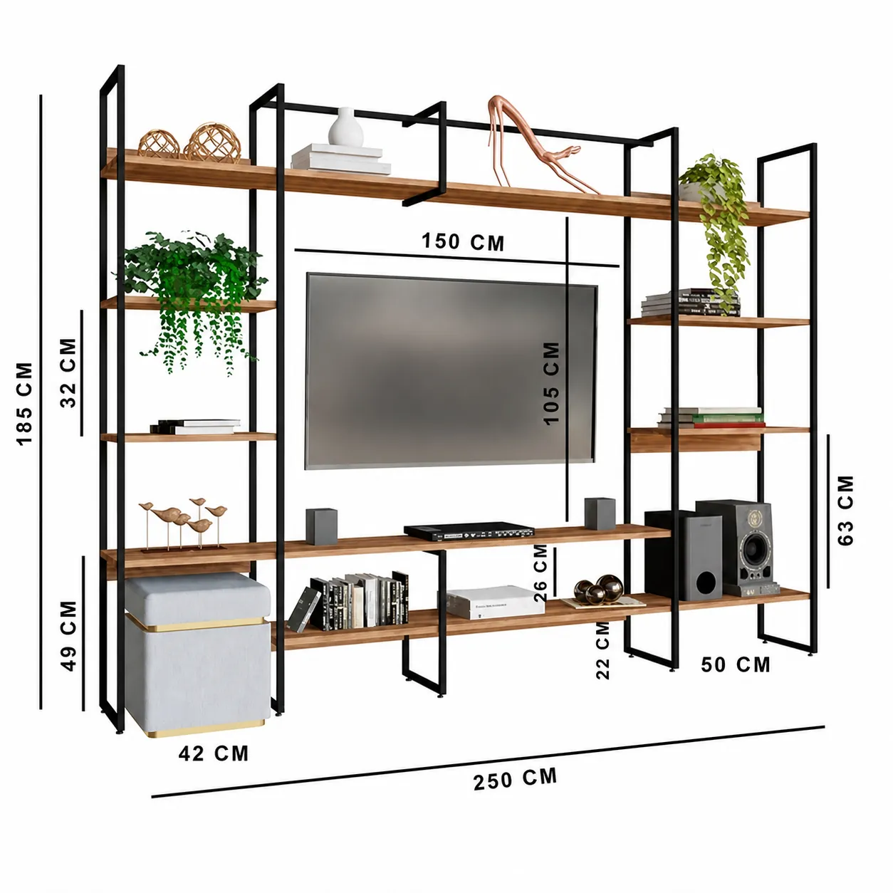 Projeto de painel e estante para TV