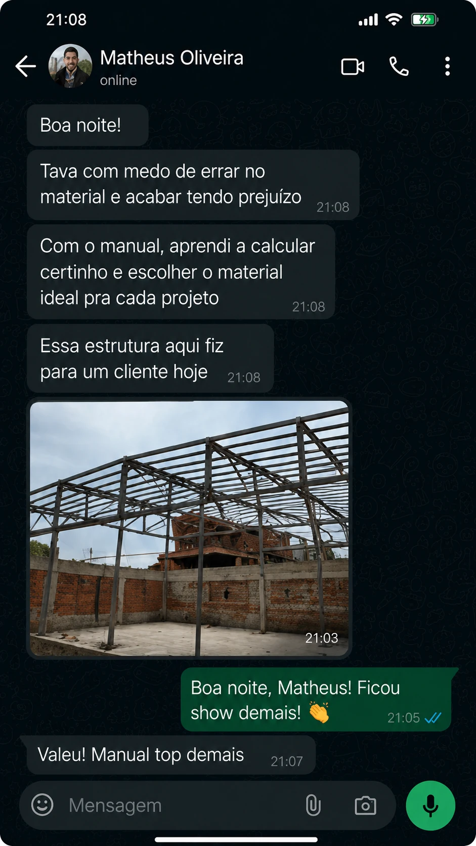 Depoimento de Matheus Oliveira sobre o Manual do Serralheiro Lucrativo